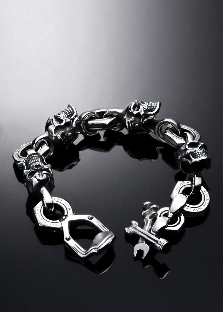 Movable Piston skull Bracelet XXL｜ Let's Ride Collection Abnormal Sides